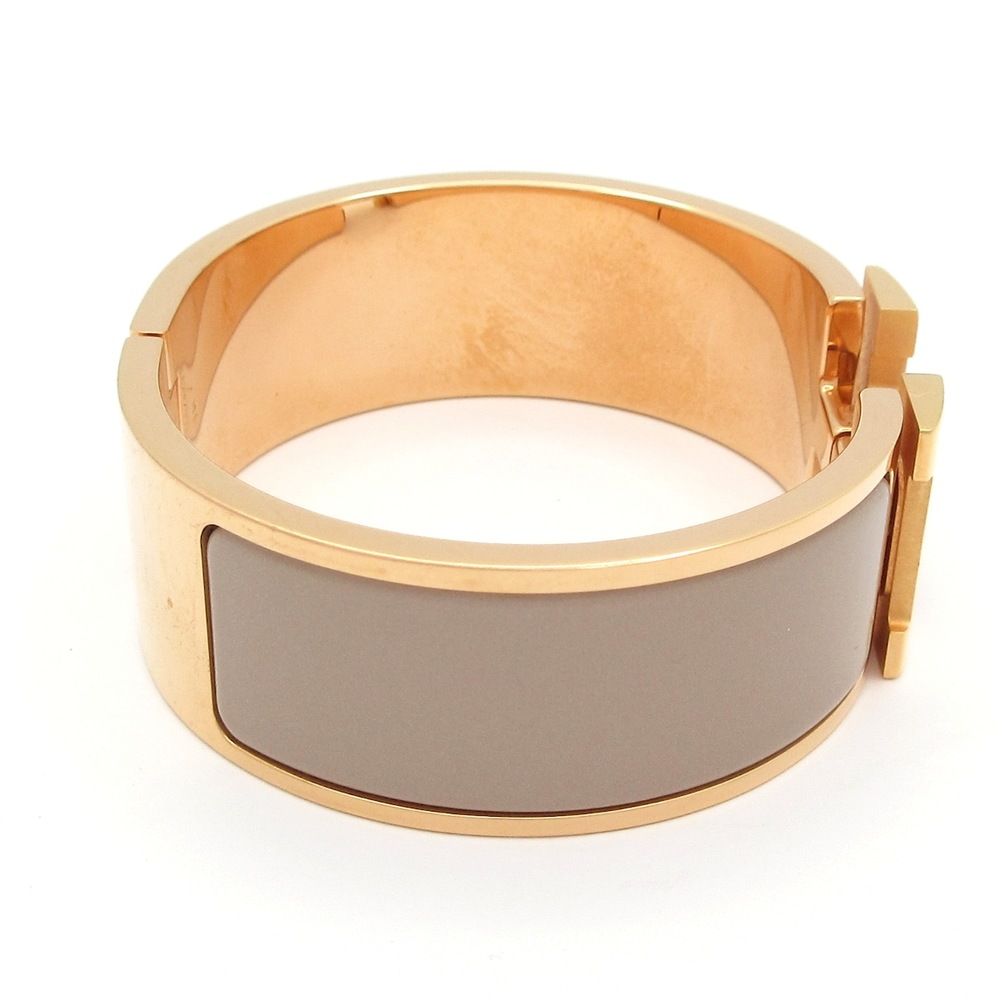 Hermès Clic Clac H Bangle Rose Gold Gray-Beige Hardware Patent Leather - Picture 2 of 6